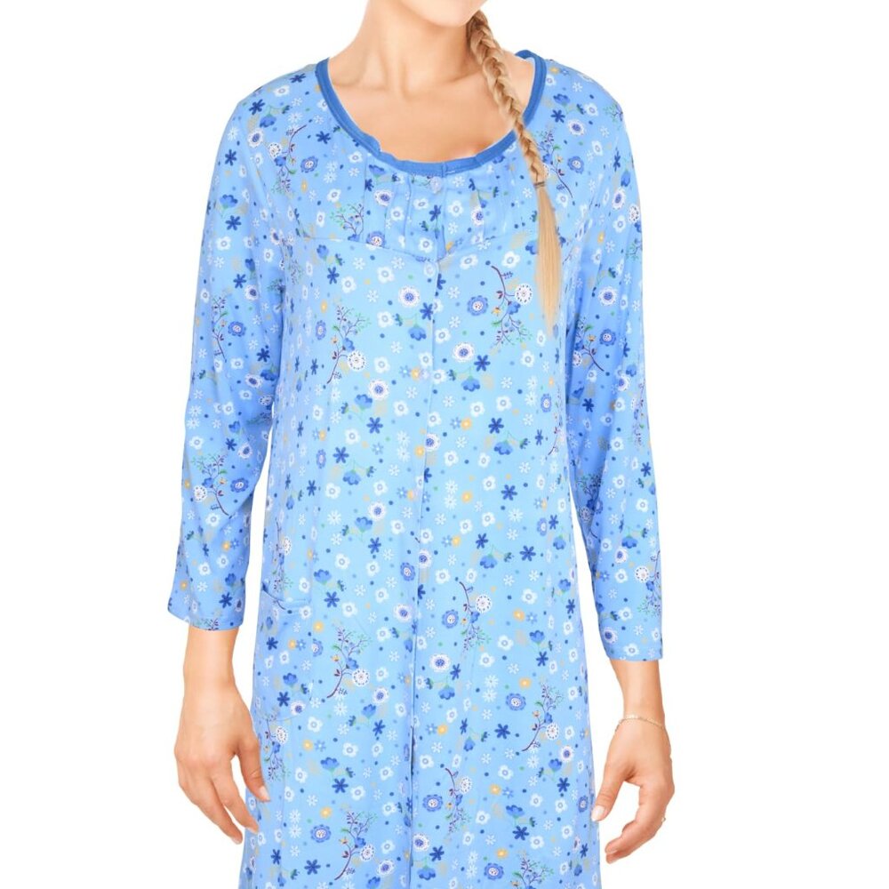 Womens Long Sleeve Nightgowns Sleepwear Soft Pajama Dress Nightshirts Comfy